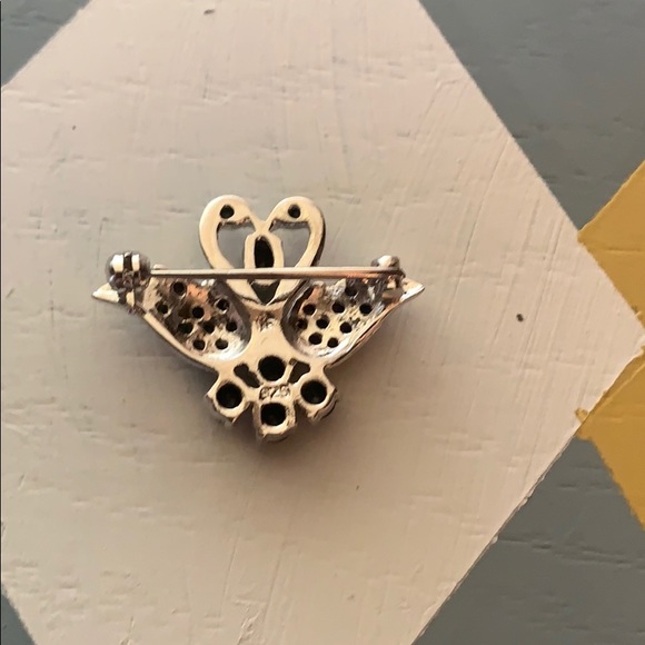 Sterling and sapphire swan brooch - Picture 2 of 2